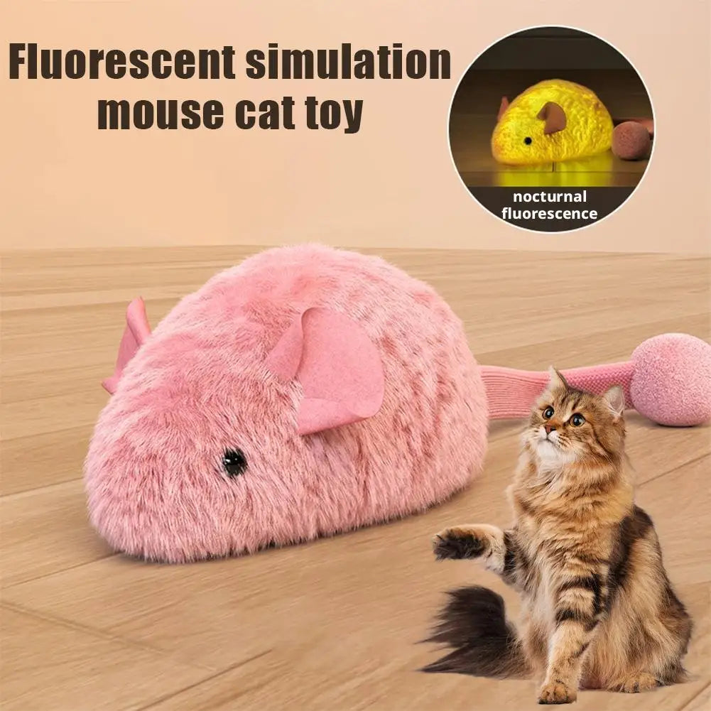 Interactive Plush Mouse Cat Plaything Night Luminous Pet Kitten Chew