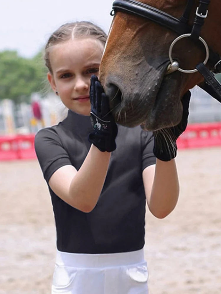 MXLLINA Girls Equestrian Short Sleeves Tops - ProPawPet.com