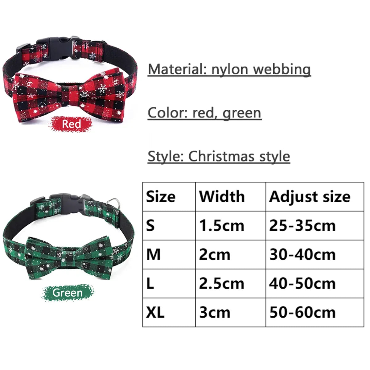 Dog Collar with Bow tie,Christmas Plaid - ProPawPet.com