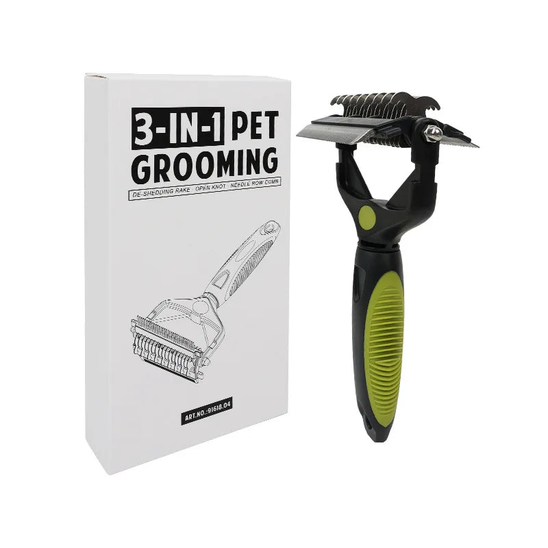 3‑In‑1 Pet Deshedding Brush, Dog & Cat Fur Remover Knot Cutter – 4 Colors