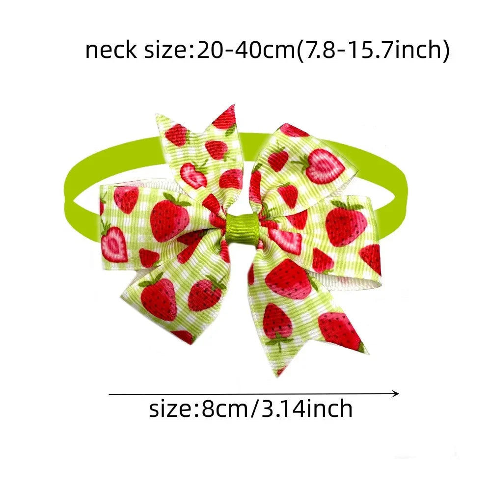 50/100pcs Dog Bow Tie Summer Strawberry - ProPawPet.com