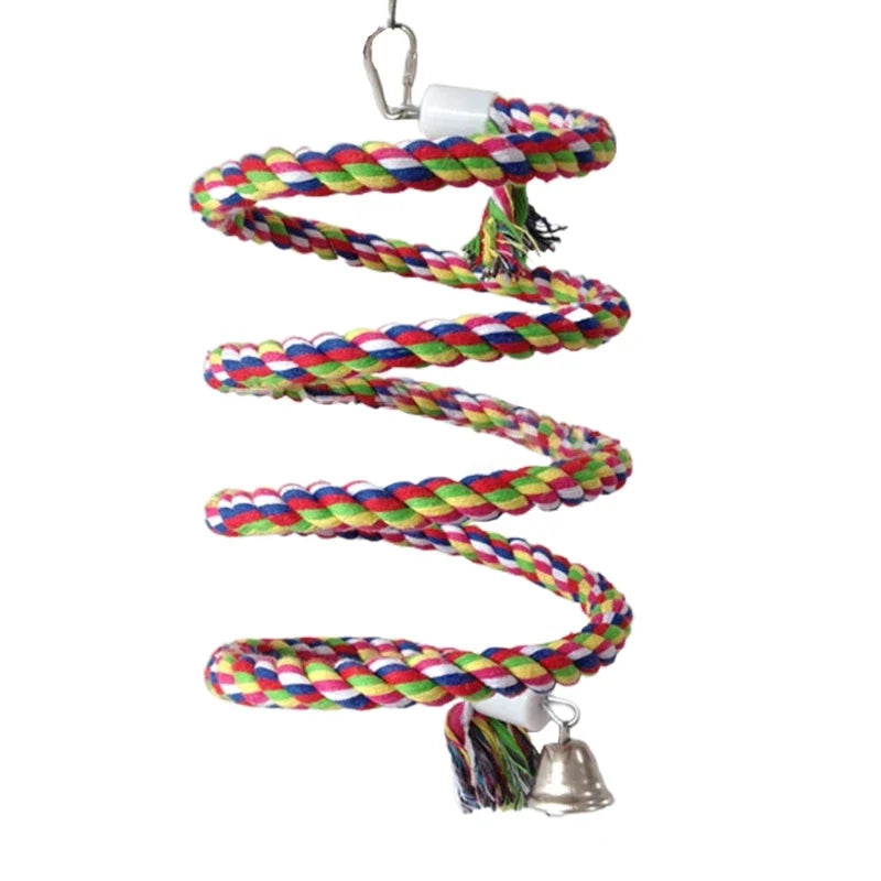 Bird Spiral-Rope Perch Cotton Rope with Bell - ProPawPet.com