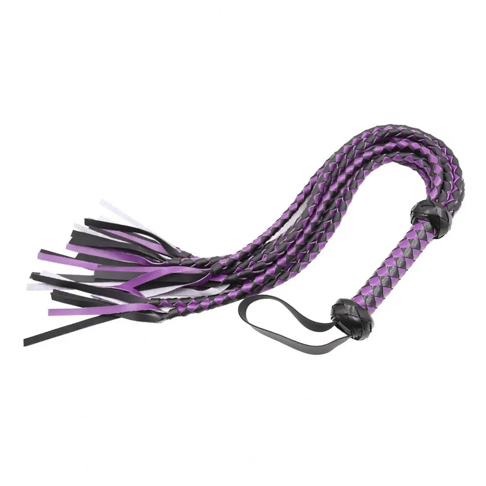Faux Leather Horse Whip Two-tone 8 Braiding Hangable Training – 5 Colors