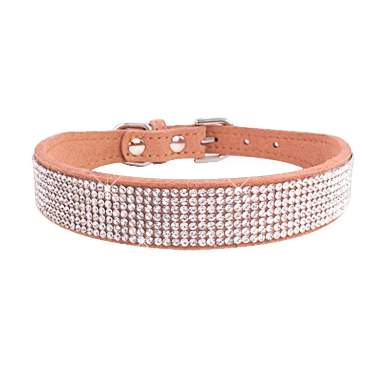 Suede Fiber Crystal Dog Collar Comfortable - ProPawPet.com