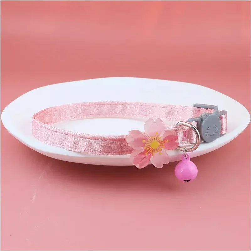 Cat Collar Pink Lace Bow Hanging Bead Choker Bell Dog – Cat Clothes & Costumes