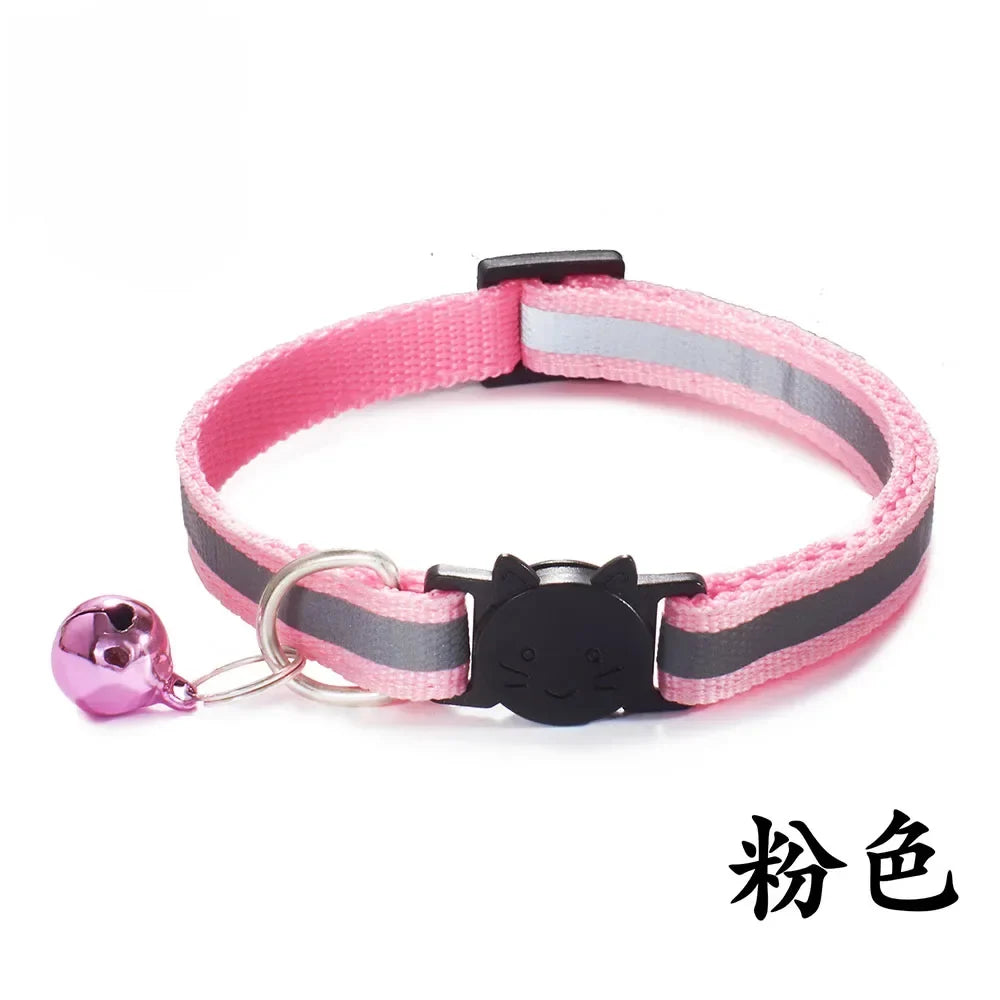 Adjustable Reflective Breakaway Cat Collars with Bells Safety Buckle – 12 Colors
