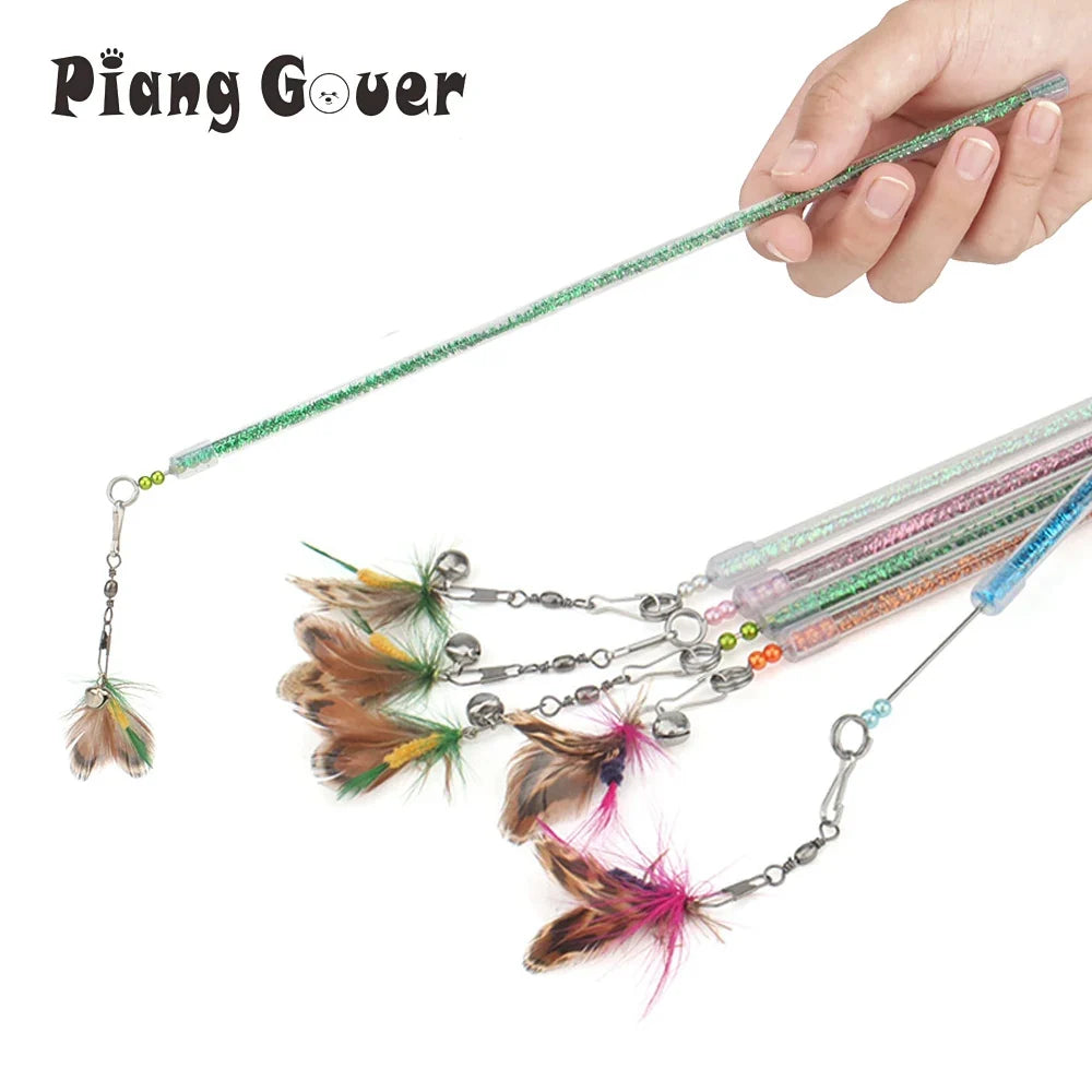 5pcs Random Bug Funny Cat Stick Toy Feather - ProPawPet.com