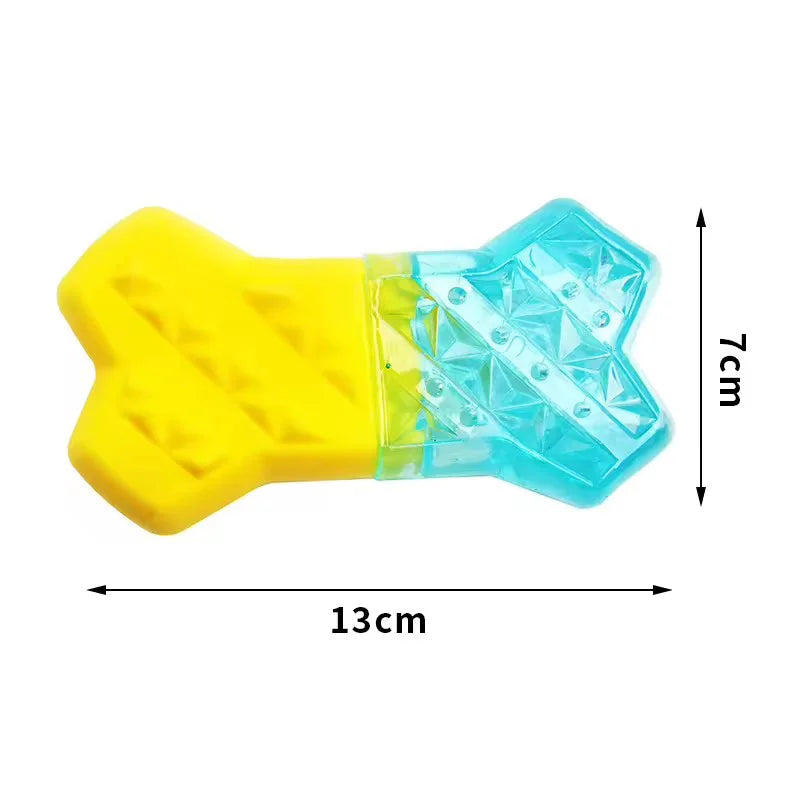 TPR Fish Bone Dog Chew Toy Water Filled Frozen Cooling – 2 Colors