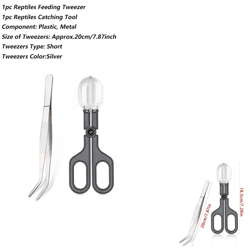 Clear Reptiles Feeding Tongs Ergonomic Handle Plastic Food Feeder