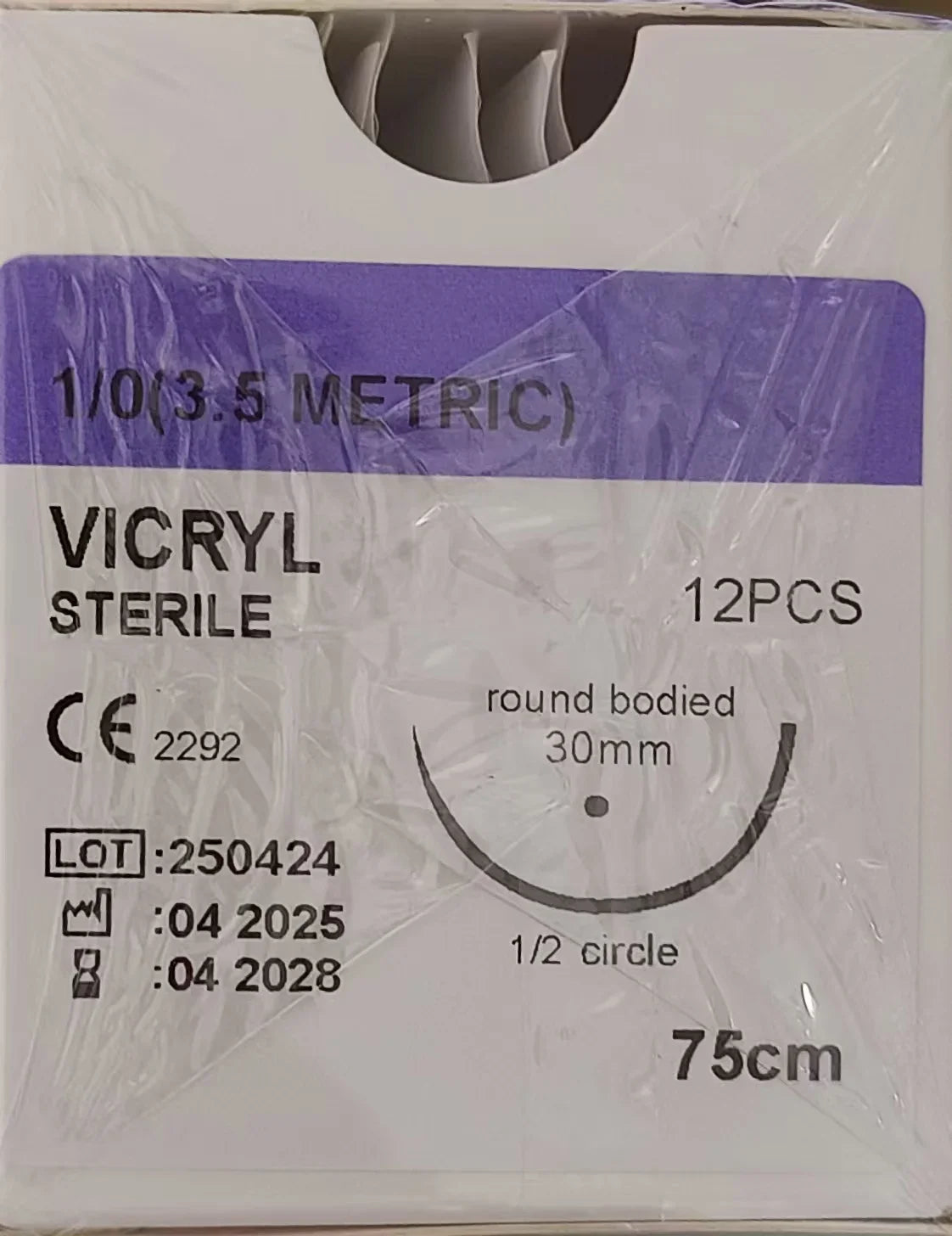 75cm Surgical Suture Vicryl 1 0 2 0 2 0 3 0 for Dogs