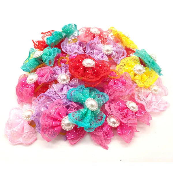 Rubber Lot Dog & Cat Hair Bows Mix Color Christmas – Dog Supplies