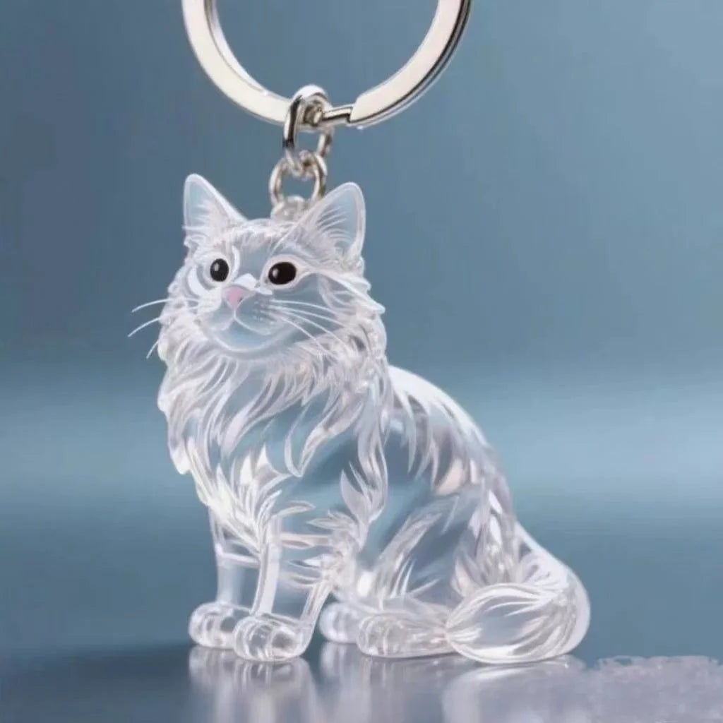 Transparent Cat Hair Storage Capsule Keychain – 10 Colors