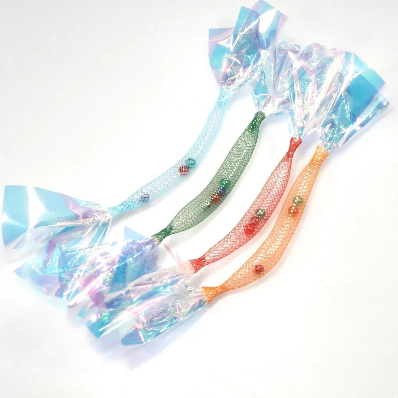 2/4PCS New Elastic Mesh Tube Prawn Cat Toy - ProPawPet.com