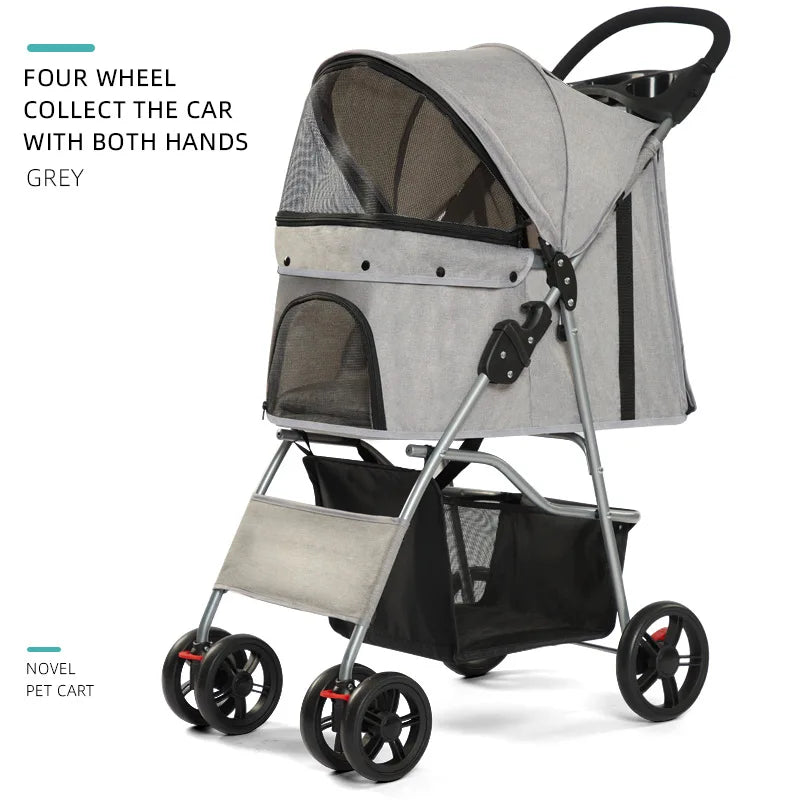 Portable Outdoor Pet Stroller Cart Foldable - ProPawPet.com