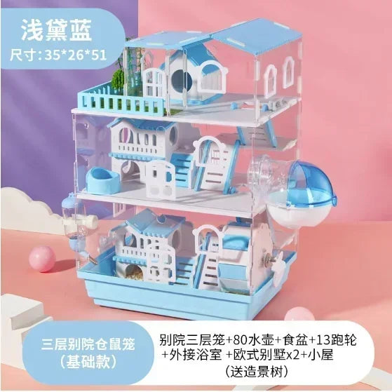 2 3 Layer Acrylic Hamster Cage – 6 Colors