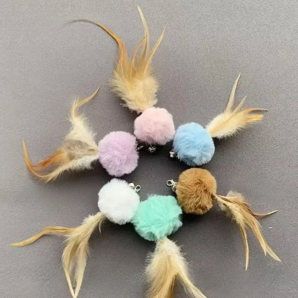 2pcs Random Color Plush Ball Feather Cat - ProPawPet.com