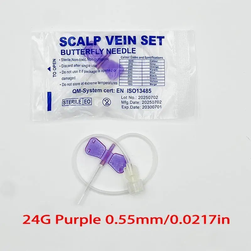 Disposable Screw-type Butterfly Infusion Needle Double Wing – 8 Colors
