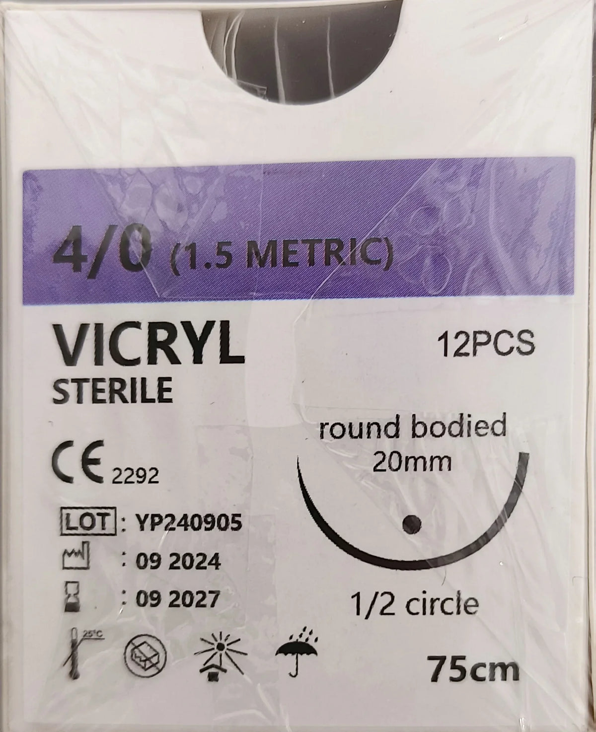 75cm Surgical Suture Vicryl 1 0 2 0 2 0 3 0 for Dogs