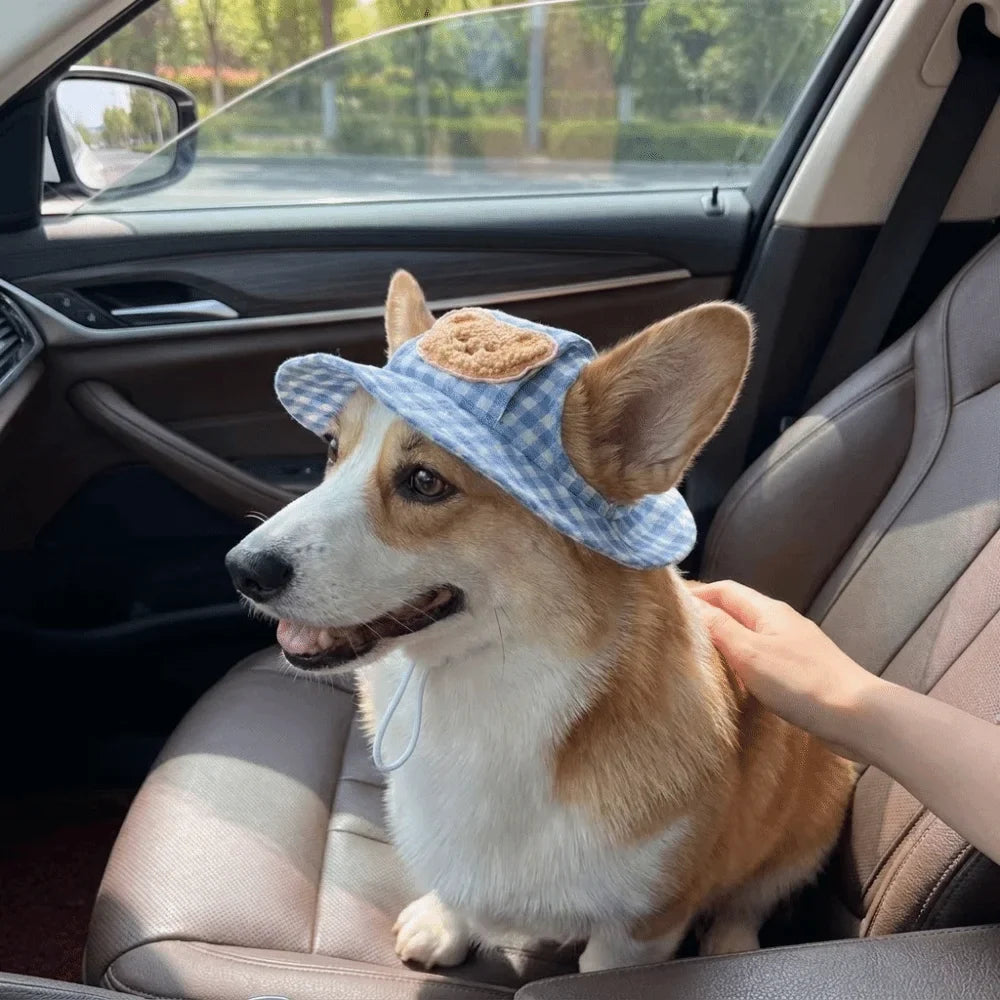 Breathable Pet Bucket Hat Adjustable Plaid - ProPawPet.com