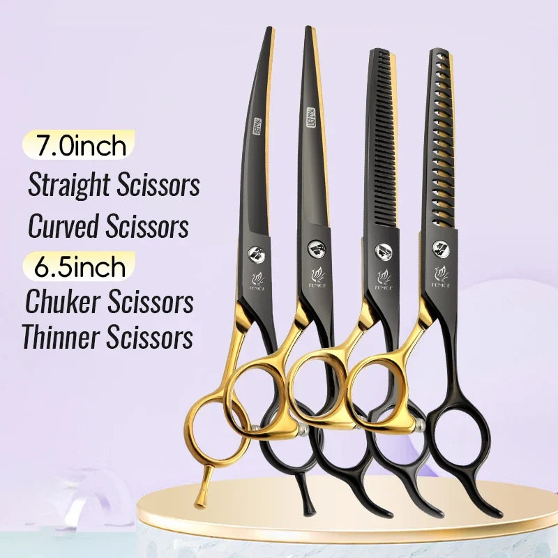 Fenice 6.5 7 Inch Black Gold Pet Grooming Shears Straight – Dog Supplies