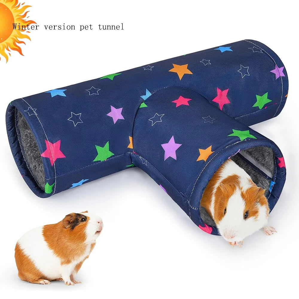 Guinea Pig Tunnel 3 Way Washable Hideout Foldable Rabbit for Small Pets