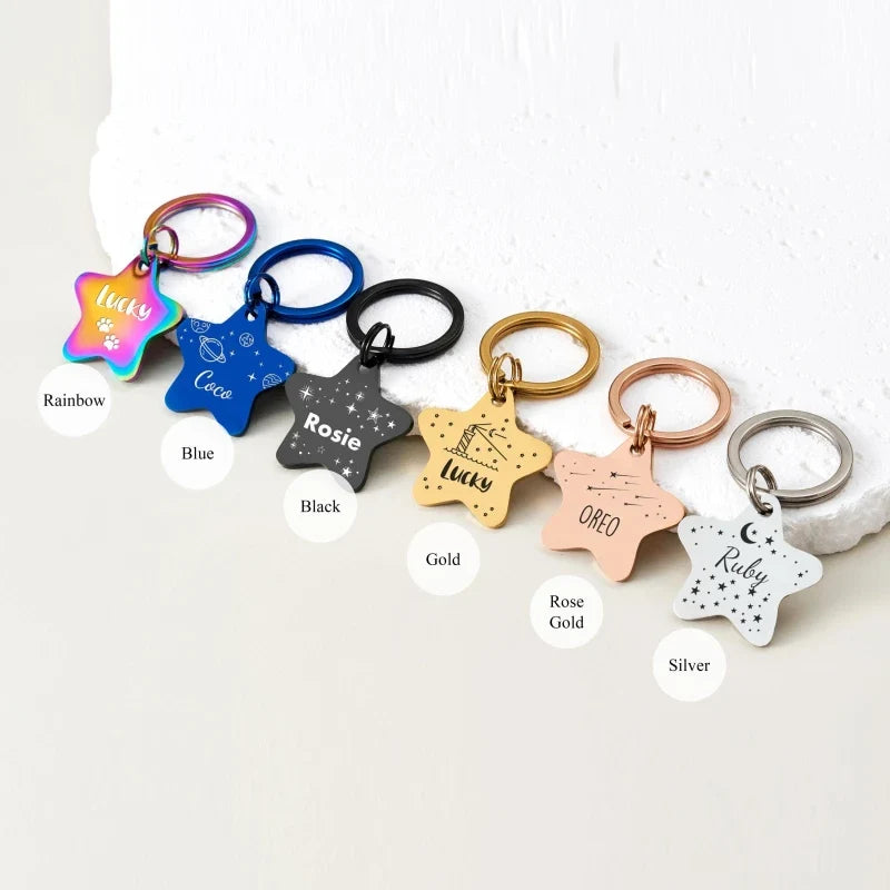Personalized Star Pet ID Tag, Engraving - ProPawPet.com