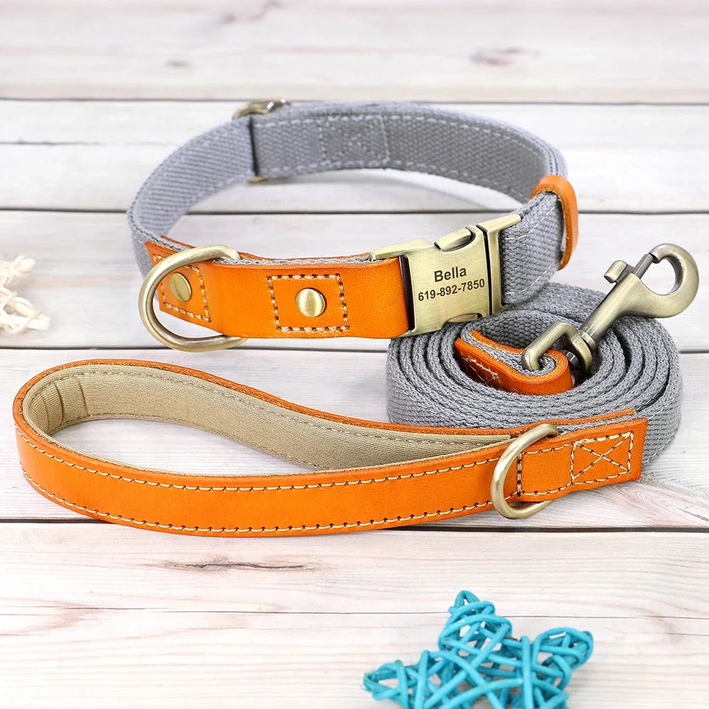 Nylon Custom Dog Puppy Collar Leash Set - ProPawPet.com