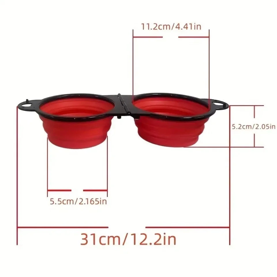 1-piece 2-in-1 Foldable Dual Bowl Feeding - ProPawPet.com