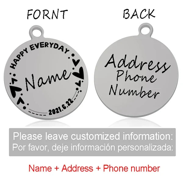 Custom Personalized Cat Dog ID Circle Tag - ProPawPet.com