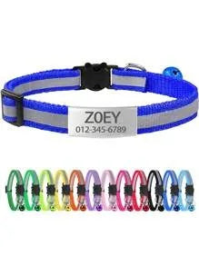 Personalized 13 Colors Custom Engraved Reflective Cat Collar – Cat Supplies