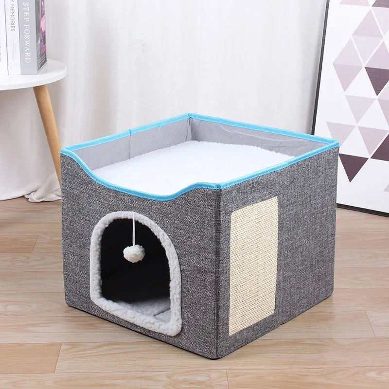Warm Foldable Cat Bed Two Floors Hiding Home – 3 Colors