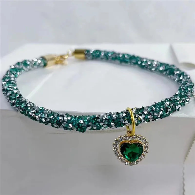 Crystal Cat Collar Heart Gem Pendant Party - ProPawPet.com