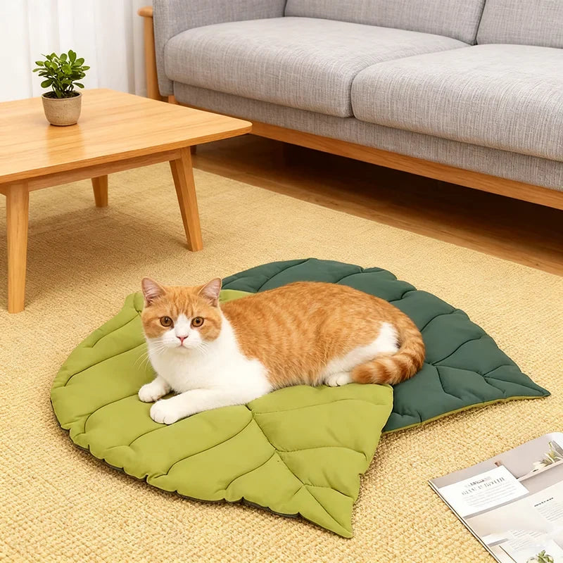 Leaf Shaped Pet Bed Mat Soft Cotton Double - ProPawPet.com
