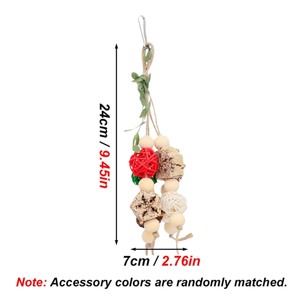 Random Color Wood Hanging Parrot Chewing Swing – Bird Chew & Teething Toys