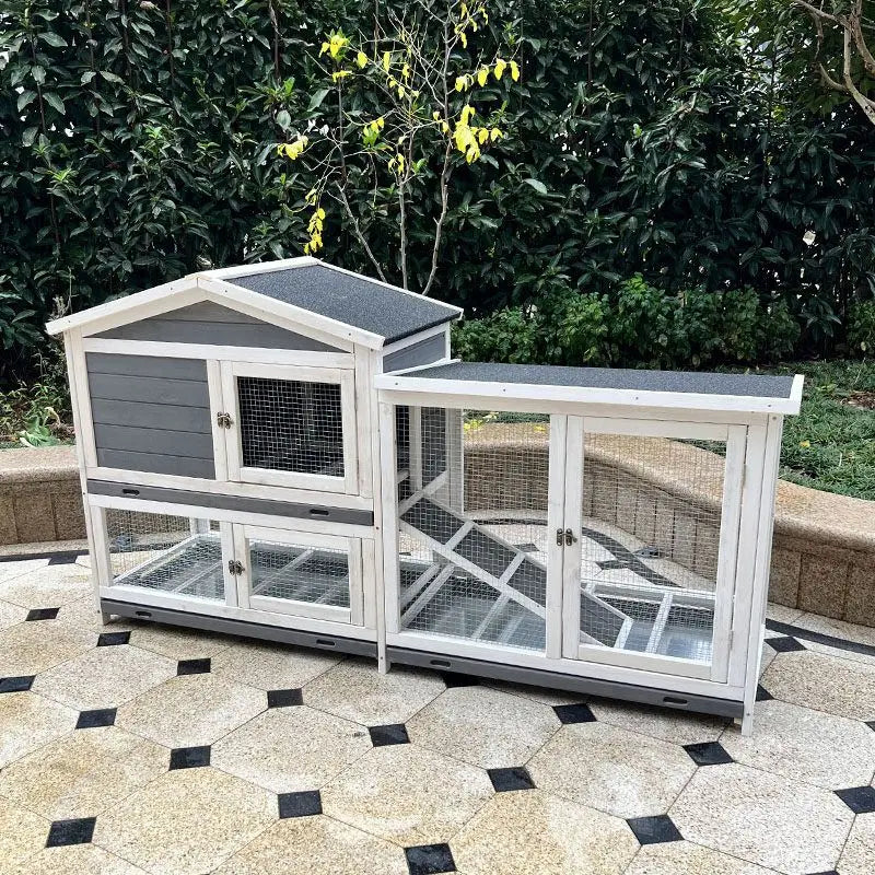 Waterproof Indoor Outdoor Wooden Rabbit Hutch, 2-Tier – Small Pet Supplies