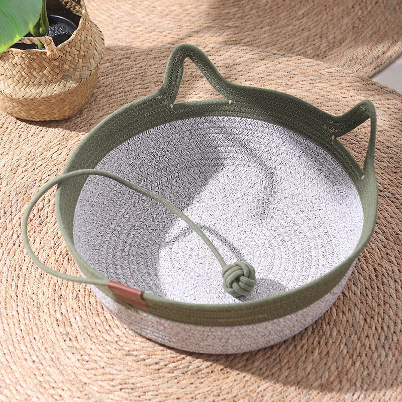 35/40/46cm Handwoven Cotton Rope Cat Basket - ProPawPet.com