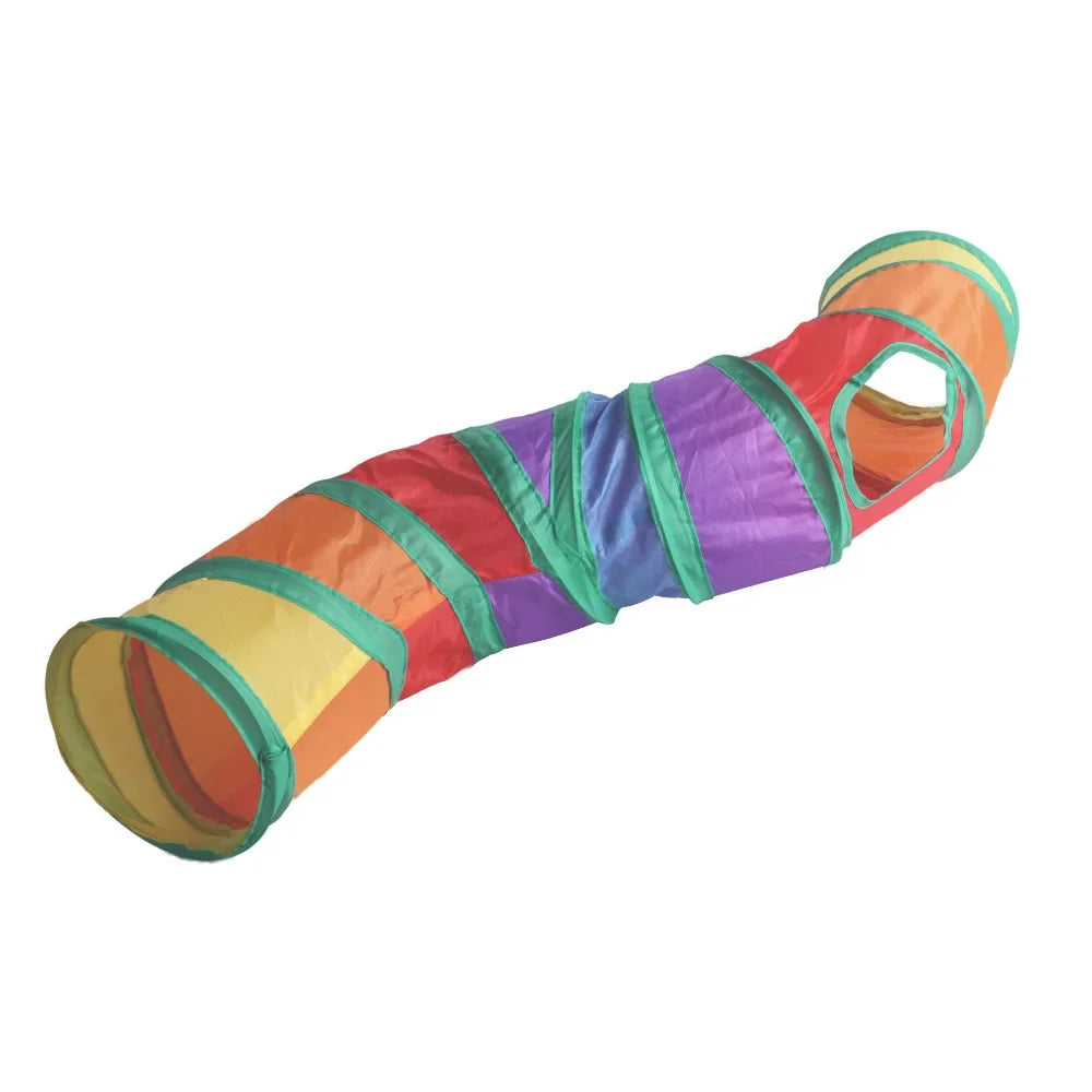 Rainbow Leopard Print Foldable Pet Tunnel, Portable