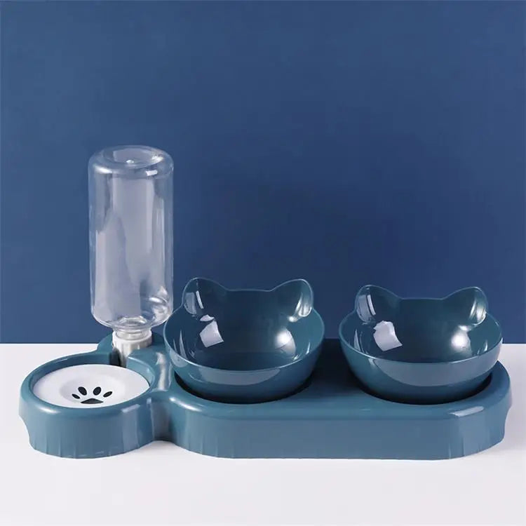 3 in 1 Cat Food Bowls and Gravity Fed Water Bottle – 3 Colors