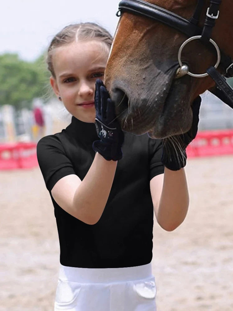 MXLLINA Girls Equestrian Short Sleeves Tops - ProPawPet.com