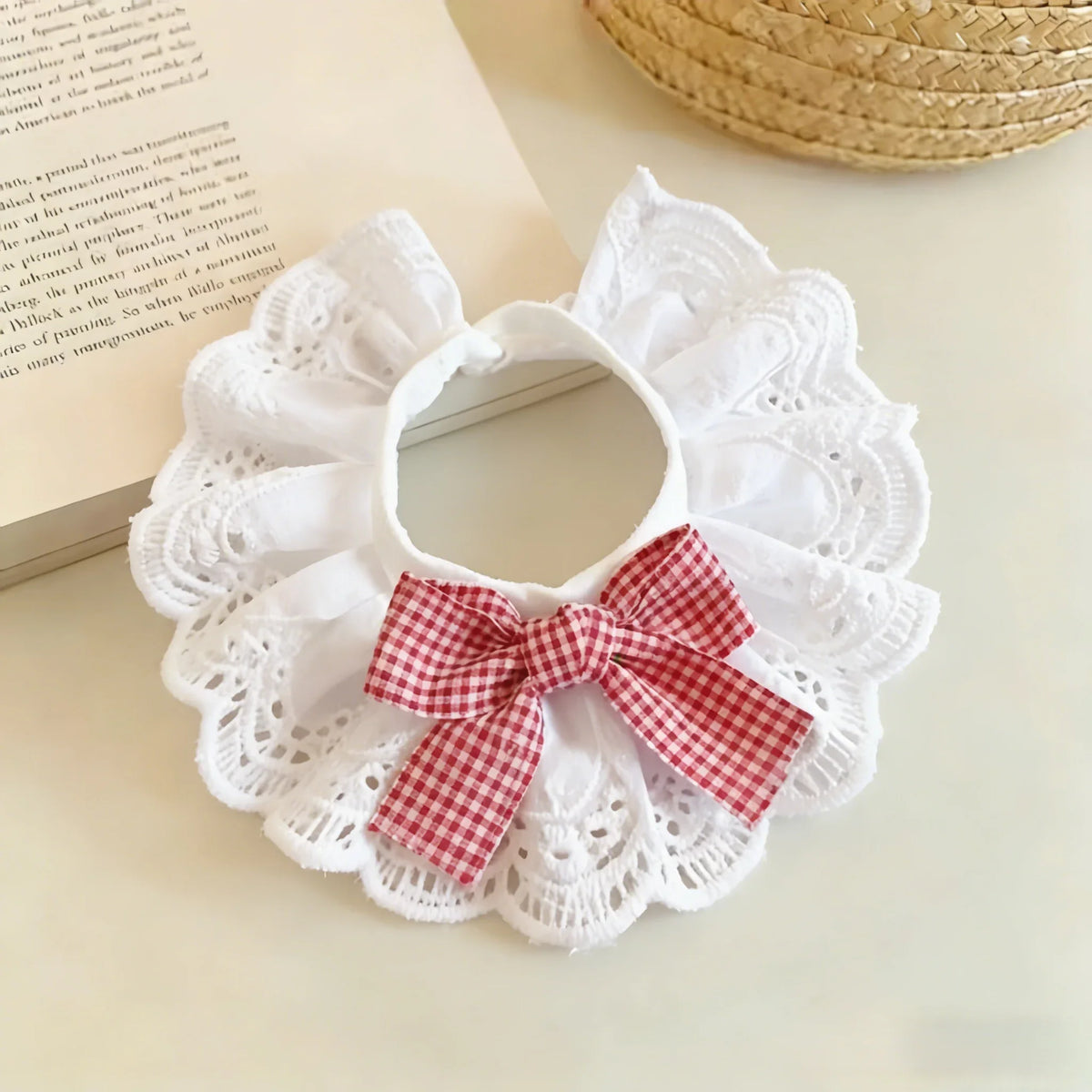 Pet Lace Bib Collar Plaid Bowknot Adjustable - ProPawPet.com