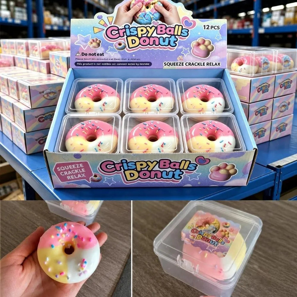 Chocolate Wax Cracking Squeeze Toy Donut Cat Paw Crunchy Sound – 7 Colors