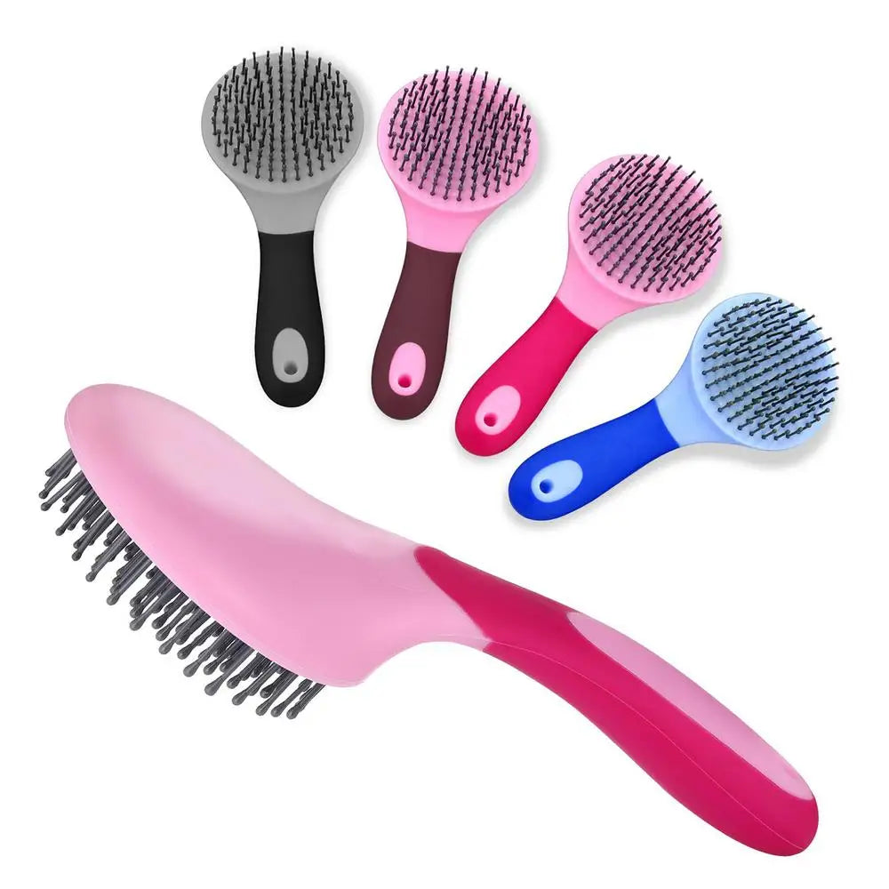 Horse Mane Tail Grooming Brush Round Shaped Soft Rubber Grip Needle