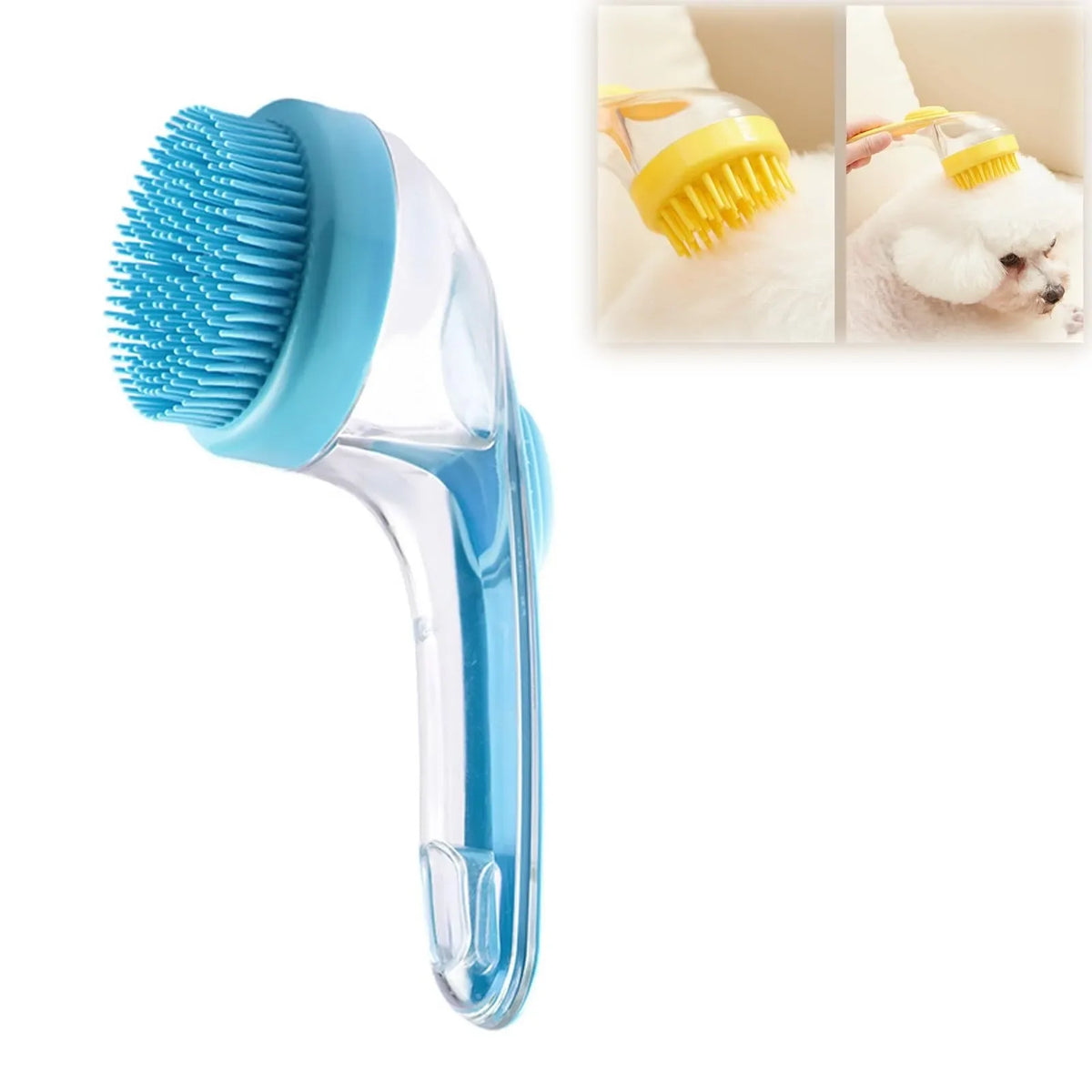 Pet Bath Grooming Brush Soft Silicone Long Handle – 8 Colors