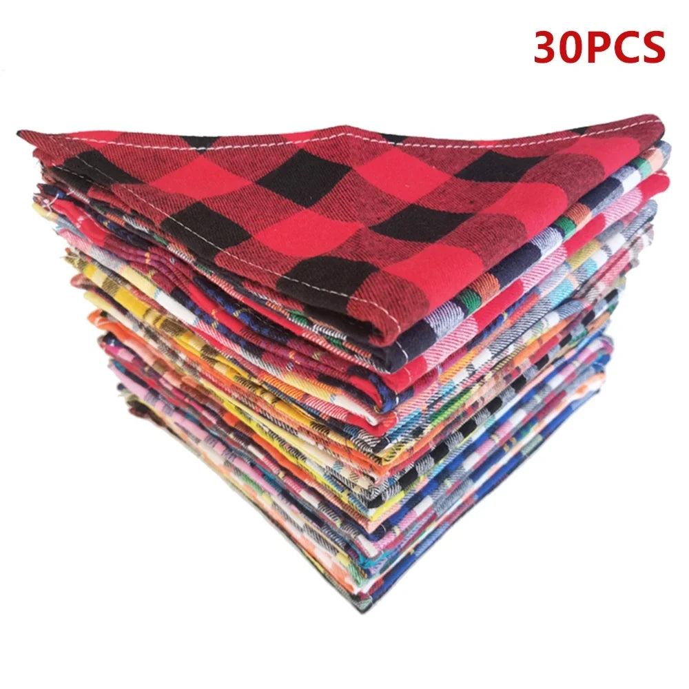 30 Plaid Dog Bandana Lot for Small Large Personalized Pet – 2 Colors