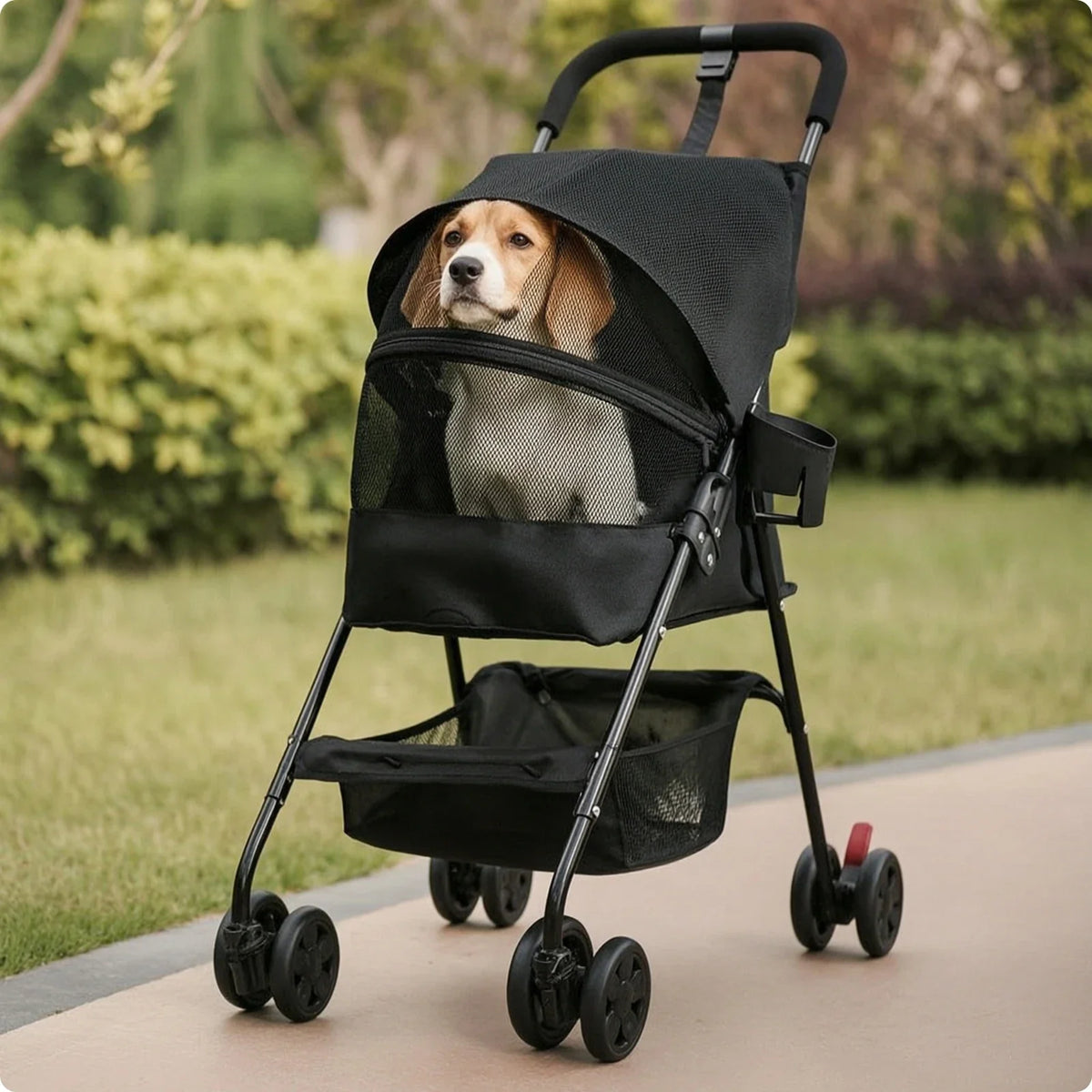Portable Pet Stroller with Cup – Dog Supplies