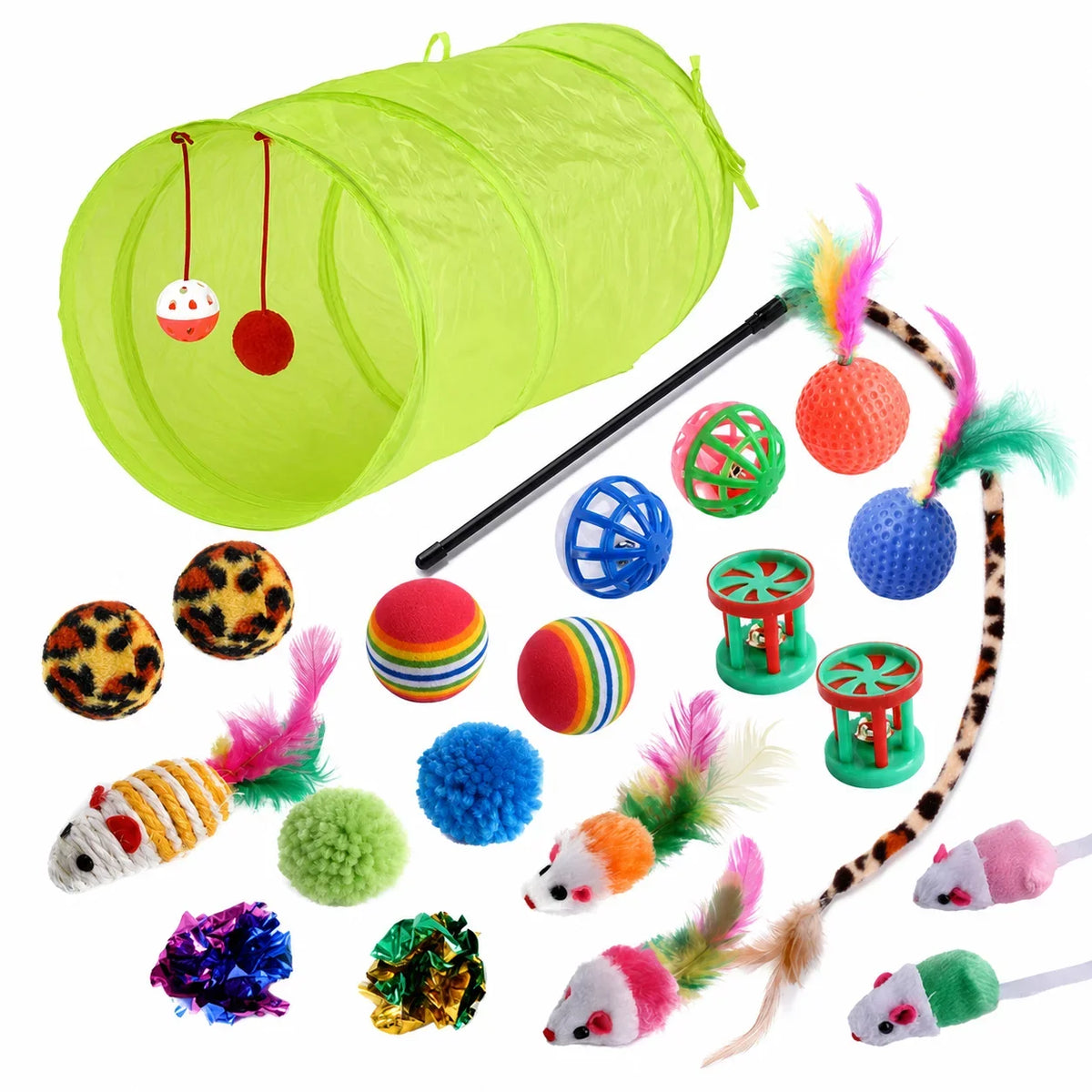 All-in-one Cat Plaything Pack Interactive Feather Wand