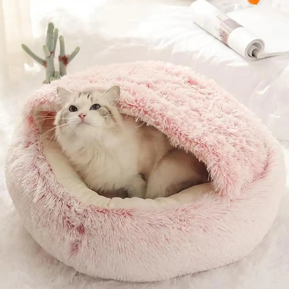 Winter Plush Cat Bed Round Pad – photo 3