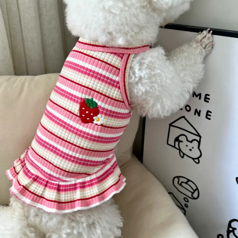 Thin Cooling Dog Dress Striped Dog Clothes - ProPawPet.com