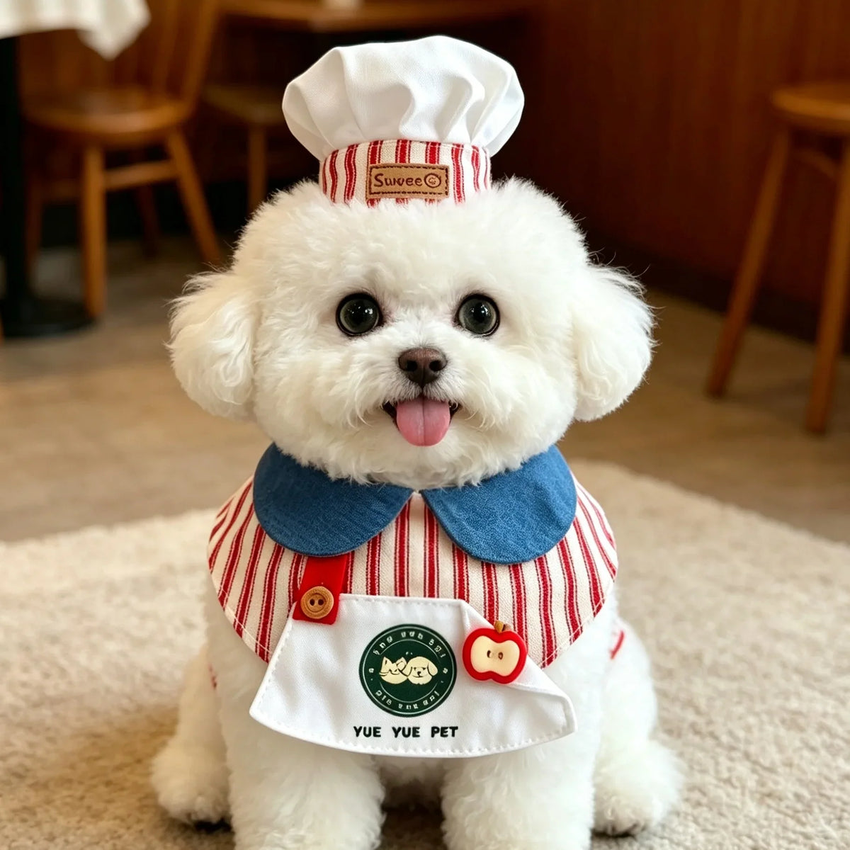 Cute Pet Chef Costume Set with Hat and Bib - ProPawPet.com