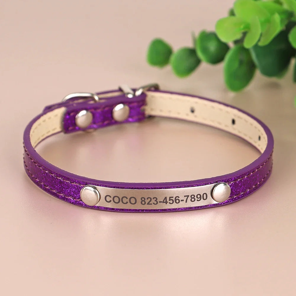 Personalized Cat Collar Bling PU Leather Cat - ProPawPet.com